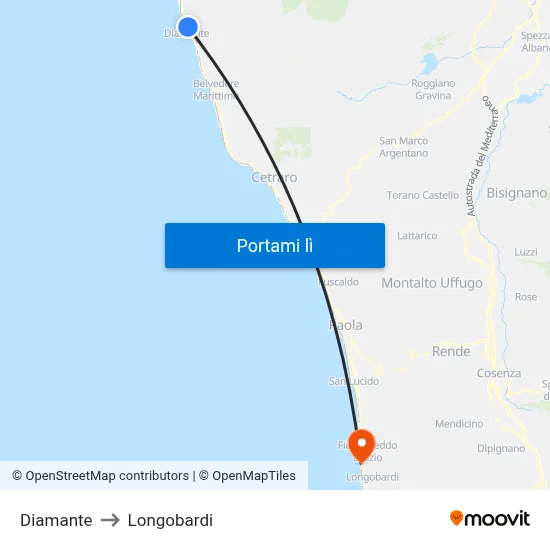 Diamante to Longobardi map