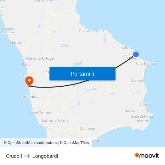 Crucoli to Longobardi map