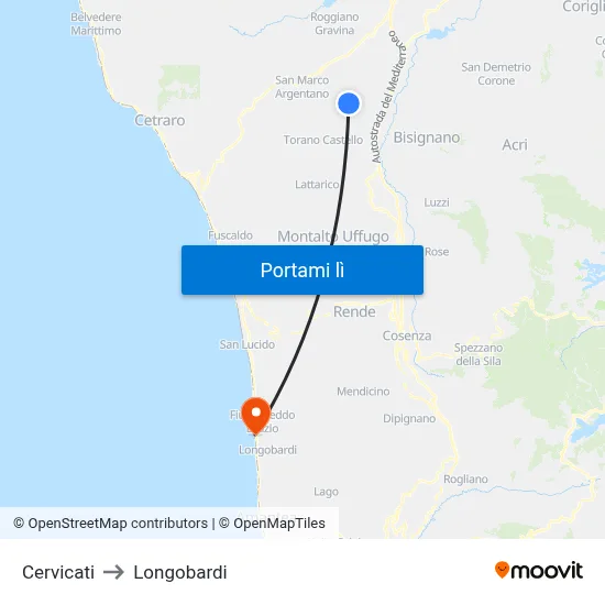Cervicati to Longobardi map