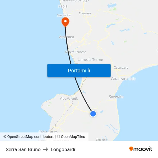 Serra San Bruno to Longobardi map