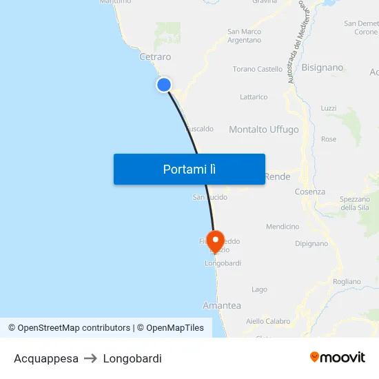 Acquappesa to Longobardi map