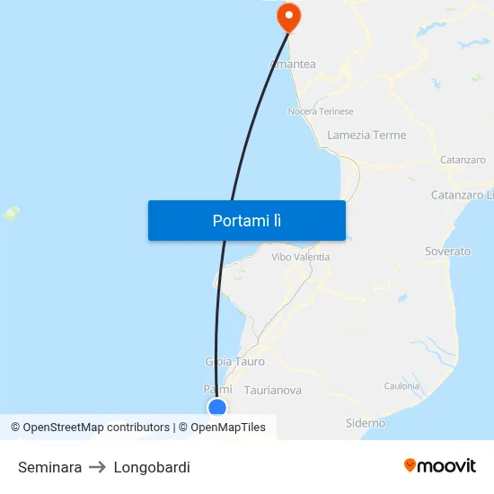 Seminara to Longobardi map