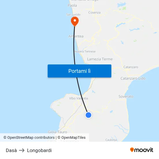 Dasà to Longobardi map