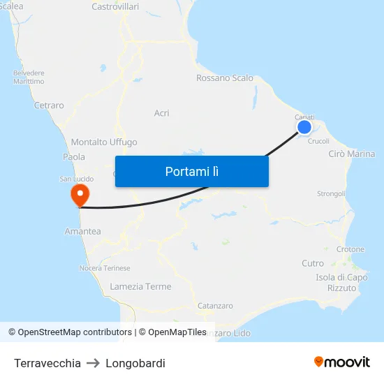 Terravecchia to Longobardi map