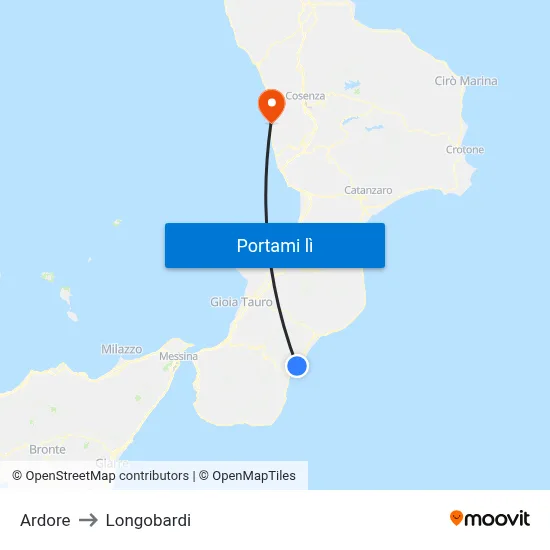 Ardore to Longobardi map
