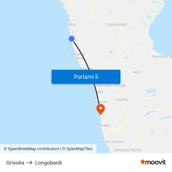 Grisolia to Longobardi map