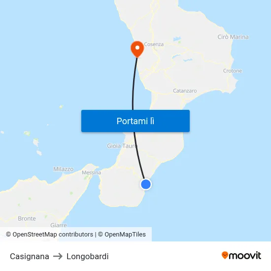 Casignana to Longobardi map