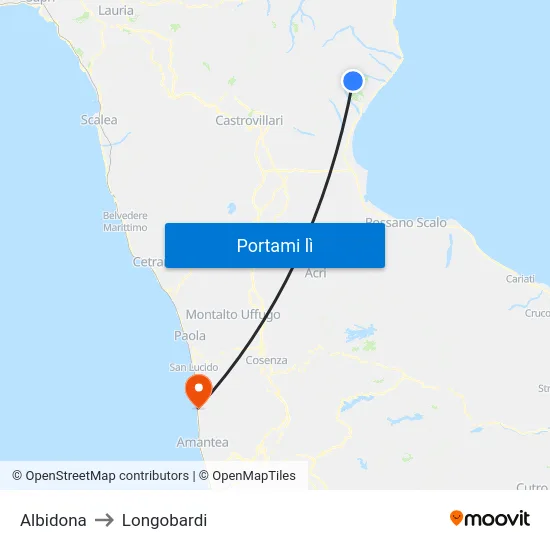 Albidona to Longobardi map