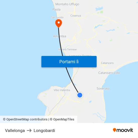 Vallelonga to Longobardi map