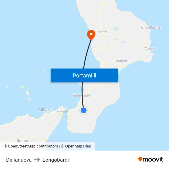 Delianuova to Longobardi map