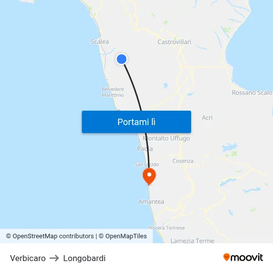 Verbicaro to Longobardi map