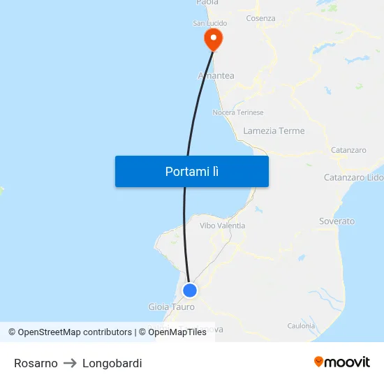 Rosarno to Longobardi map