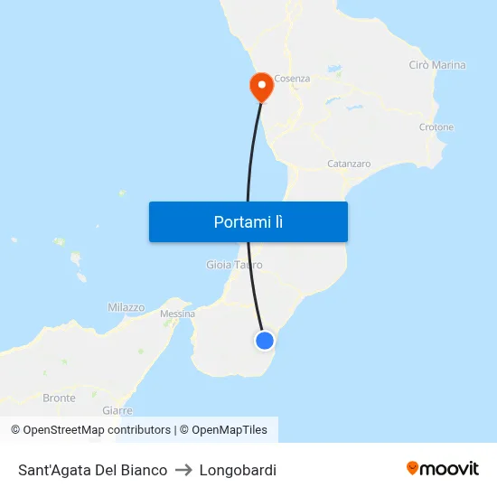 Sant'Agata Del Bianco to Longobardi map