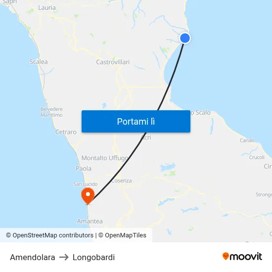Amendolara to Longobardi map