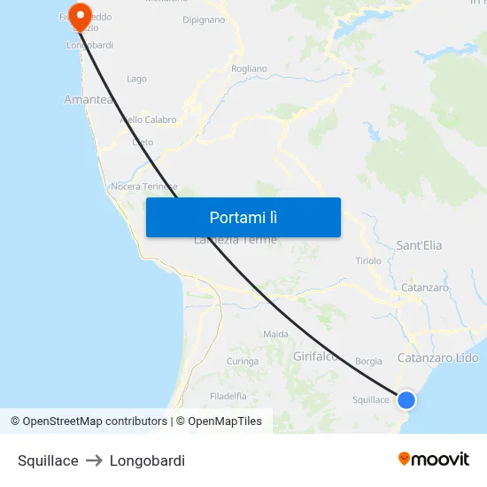 Squillace to Longobardi map