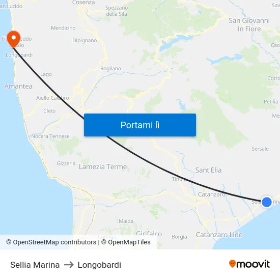 Sellia Marina to Longobardi map