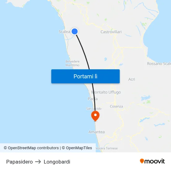 Papasidero to Longobardi map