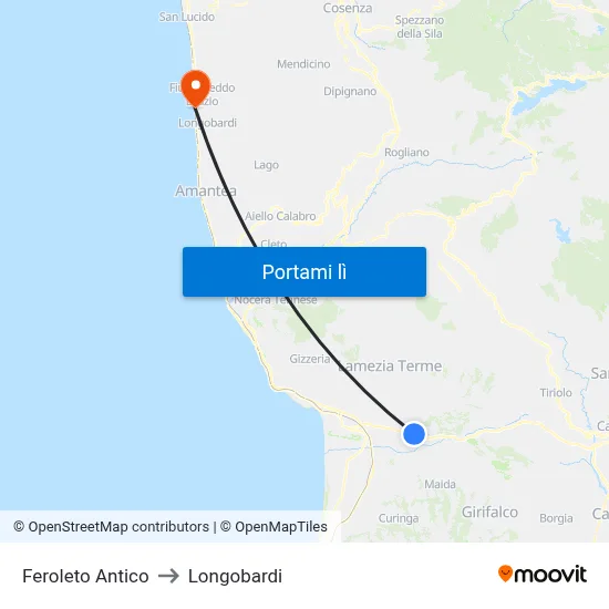 Feroleto Antico to Longobardi map