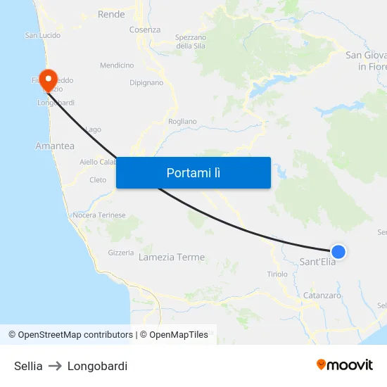 Sellia to Longobardi map