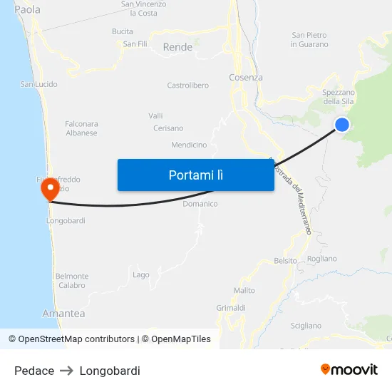 Pedace to Longobardi map