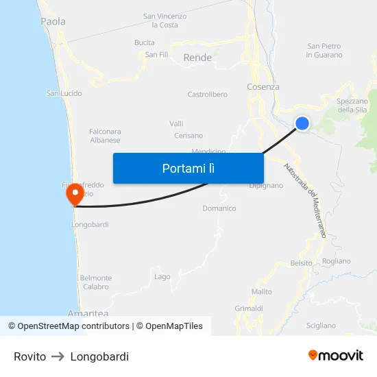 Rovito to Longobardi map