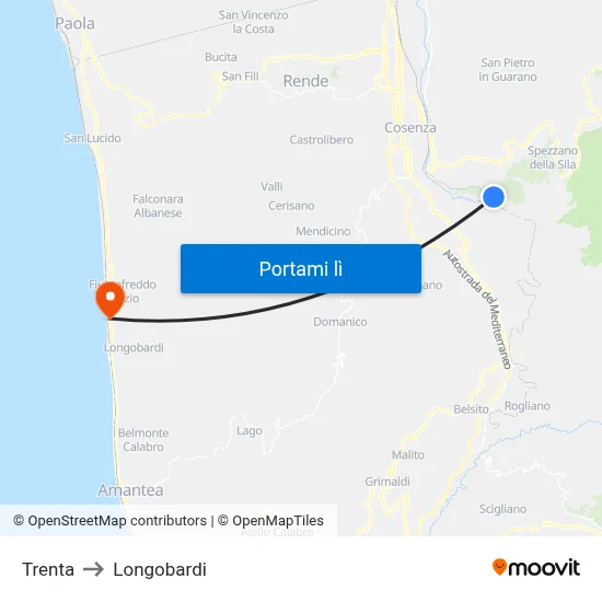Trenta to Longobardi map
