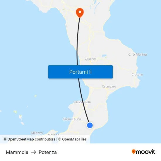 Mammola to Potenza map