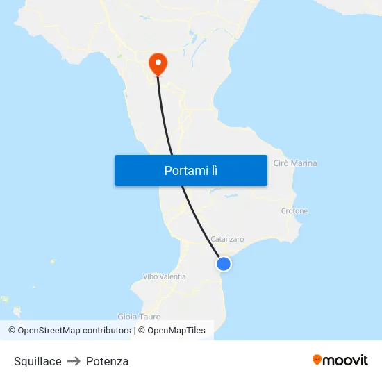 Squillace to Potenza map