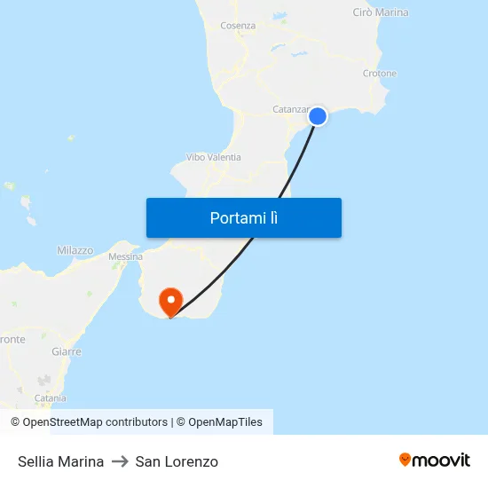 Sellia Marina to San Lorenzo map