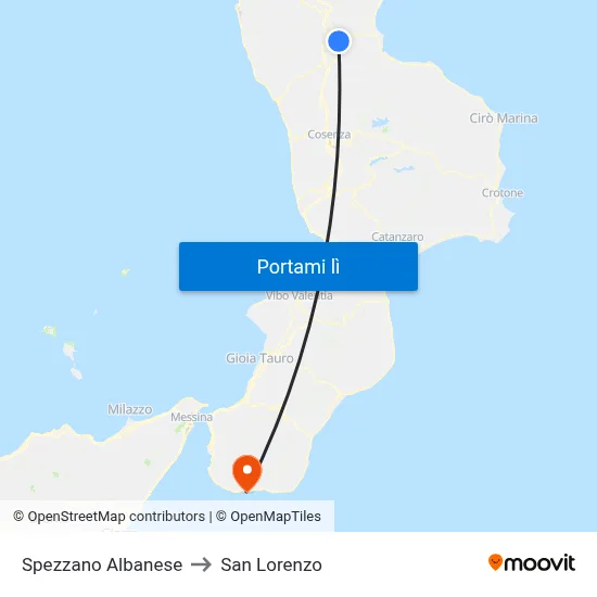 Spezzano Albanese to San Lorenzo map