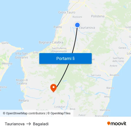 Taurianova to Bagaladi map