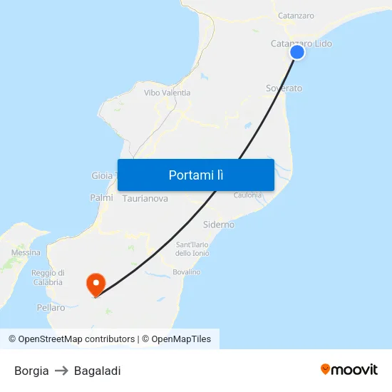 Borgia to Bagaladi map