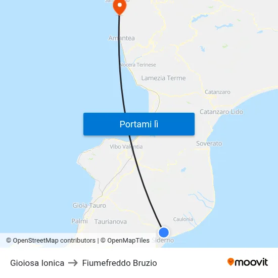 Gioiosa Ionica to Fiumefreddo Bruzio map