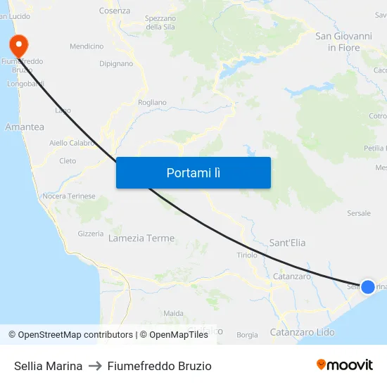Sellia Marina to Fiumefreddo Bruzio map