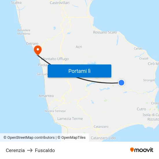 Cerenzia to Fuscaldo map