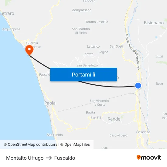 Montalto Uffugo to Fuscaldo map