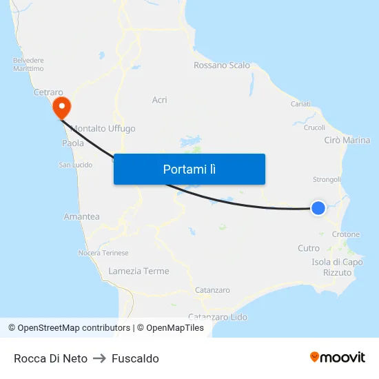 Rocca Di Neto to Fuscaldo map