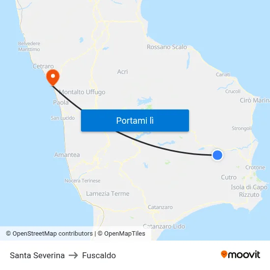 Santa Severina to Fuscaldo map