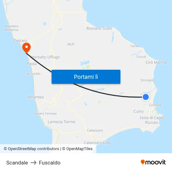 Scandale to Fuscaldo map