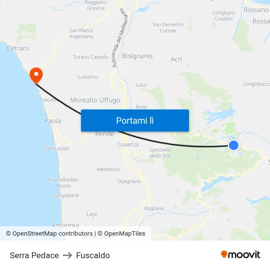 Serra Pedace to Fuscaldo map
