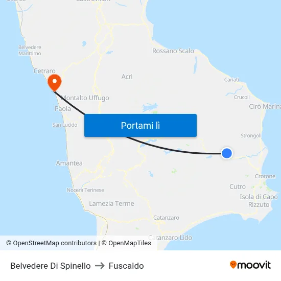 Belvedere Di Spinello to Fuscaldo map