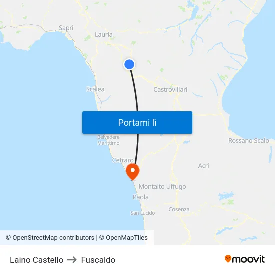 Laino Castello to Fuscaldo map