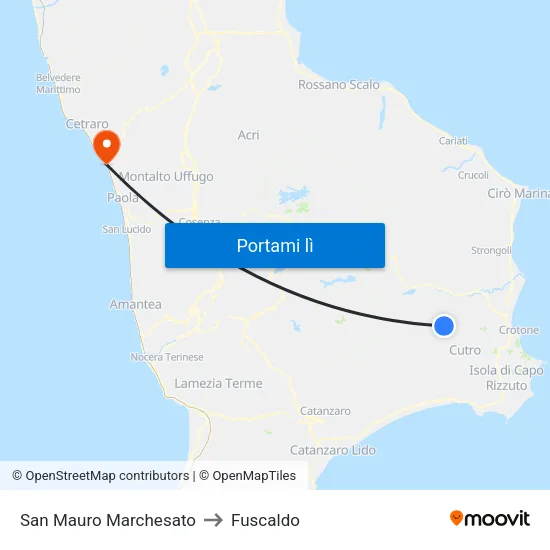 San Mauro Marchesato to Fuscaldo map