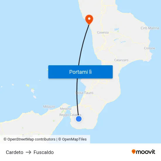 Cardeto to Fuscaldo map