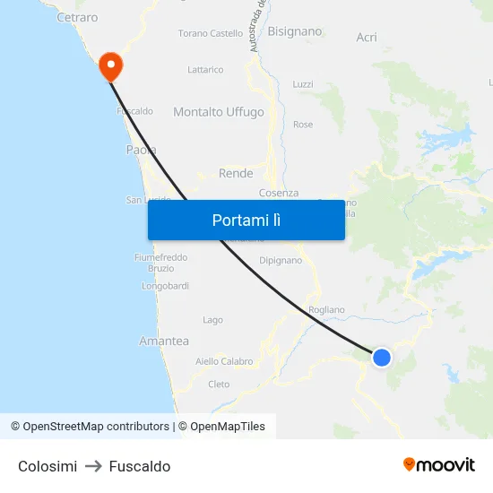 Colosimi to Fuscaldo map