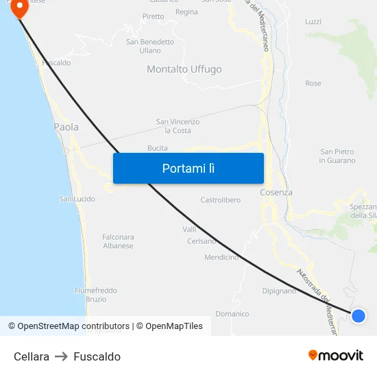 Cellara to Fuscaldo map