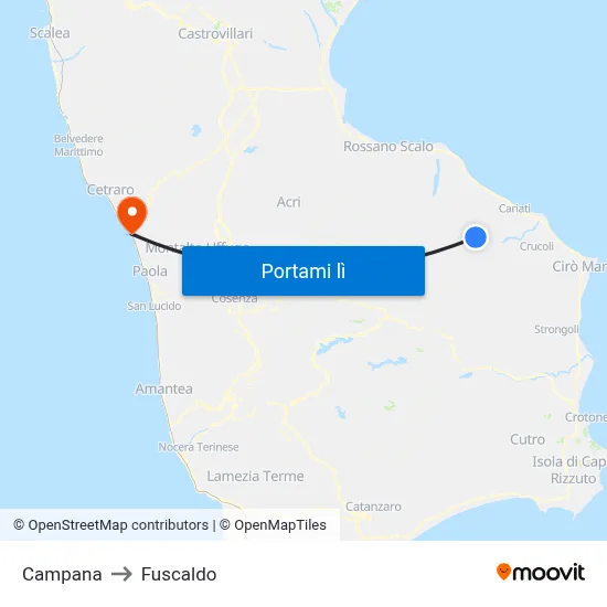 Campana to Fuscaldo map