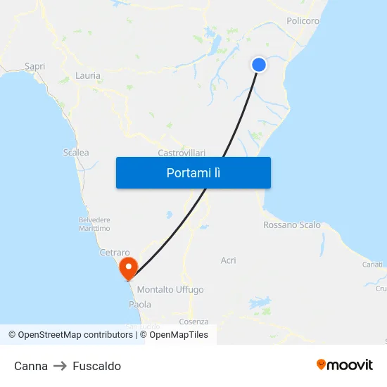 Canna to Fuscaldo map