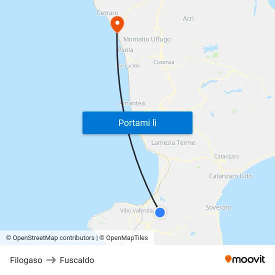 Filogaso to Fuscaldo map