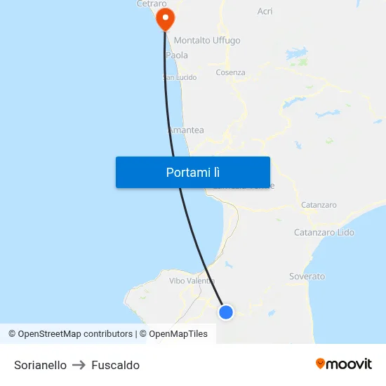 Sorianello to Fuscaldo map